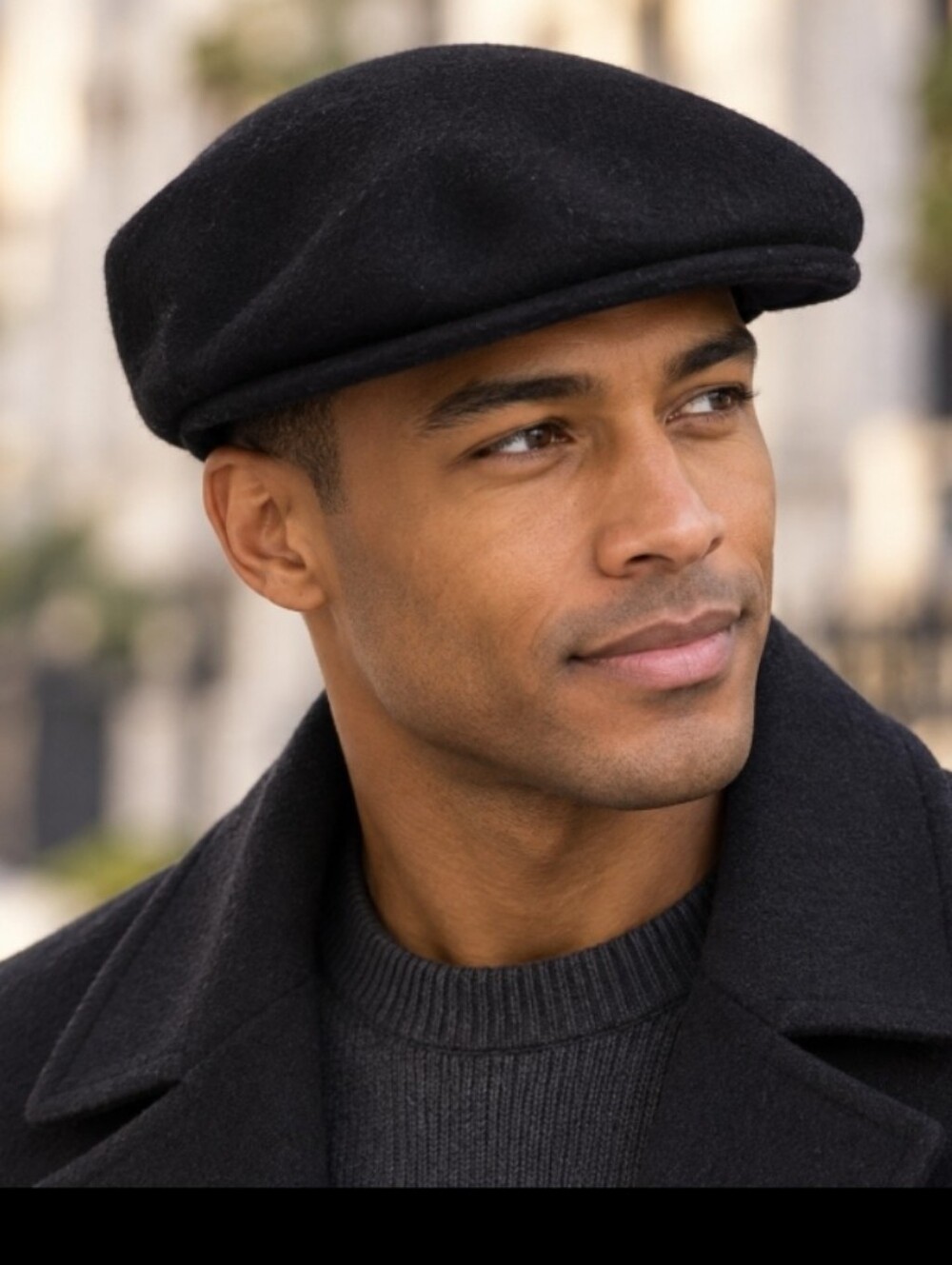 Kangol Black Pure New Wool Flat Cap Ivy Driving Newsboy Hat Medium Unisex